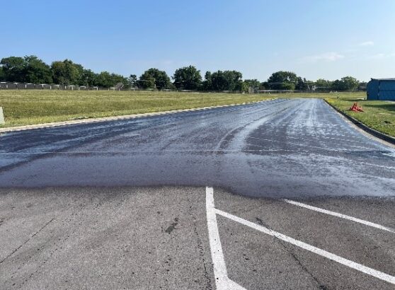 Eagle Creek airpark runway partially treated with RPE during installation