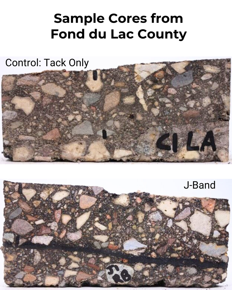 Sample core images and road photo marked up iwth treatment layers