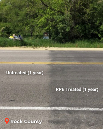 Treated vs untreated road surface