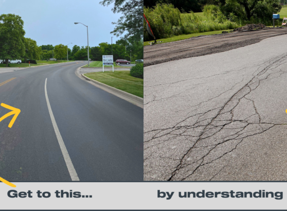 An example of a good road and a distressed road.