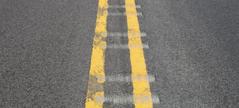 Milled centerline rumble strips on an asphalt pavement